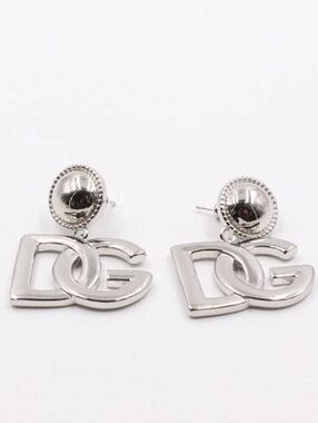 Silver DG Logo Stud Earrings